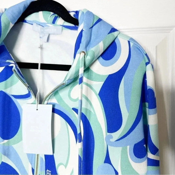 HILL HOUSE‎ Allie Full Zip Hooded Jacket Blue Ocean Kaleidoscope Size Small - Picture 4 of 8